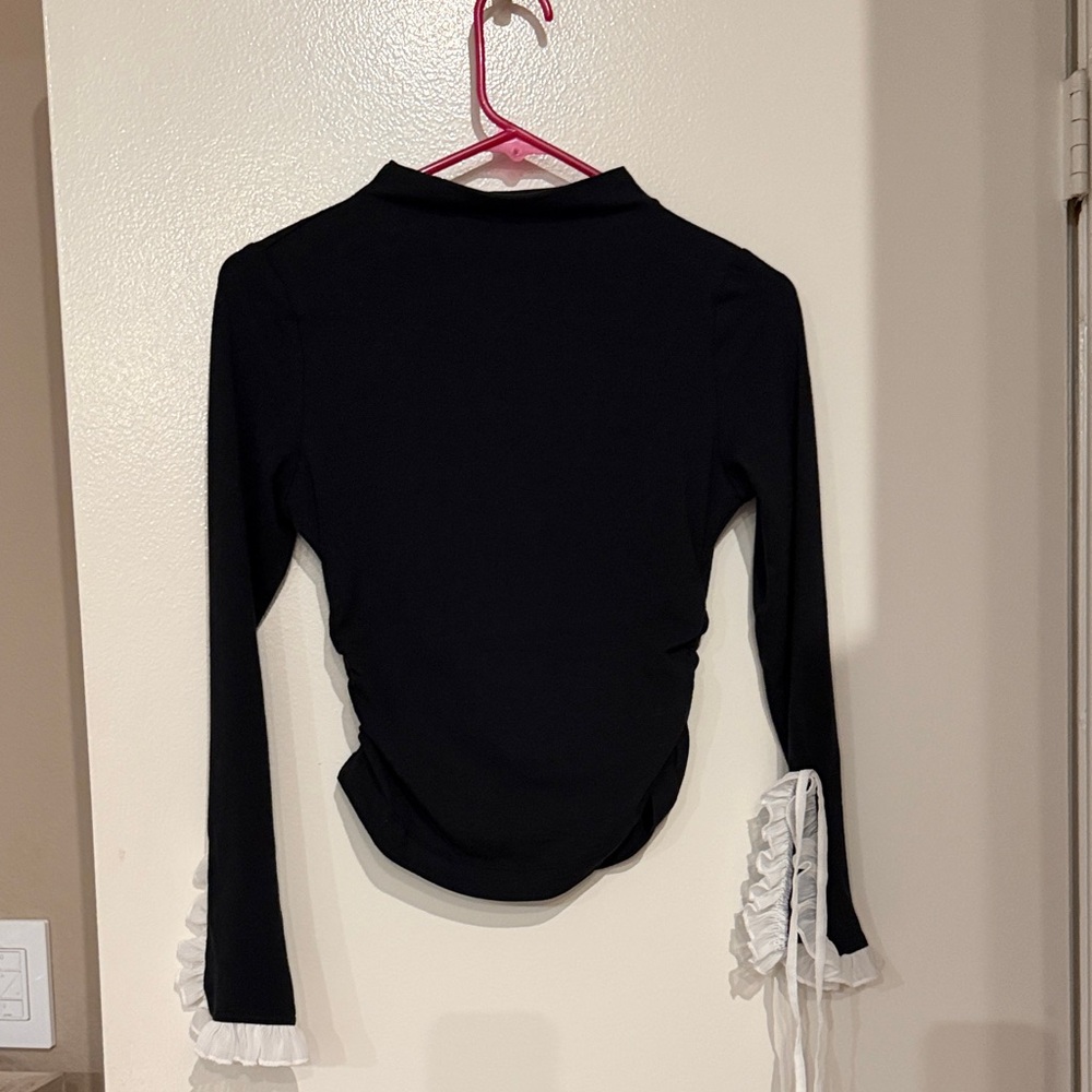 Maeve Black and White Long Sleeve Blouse